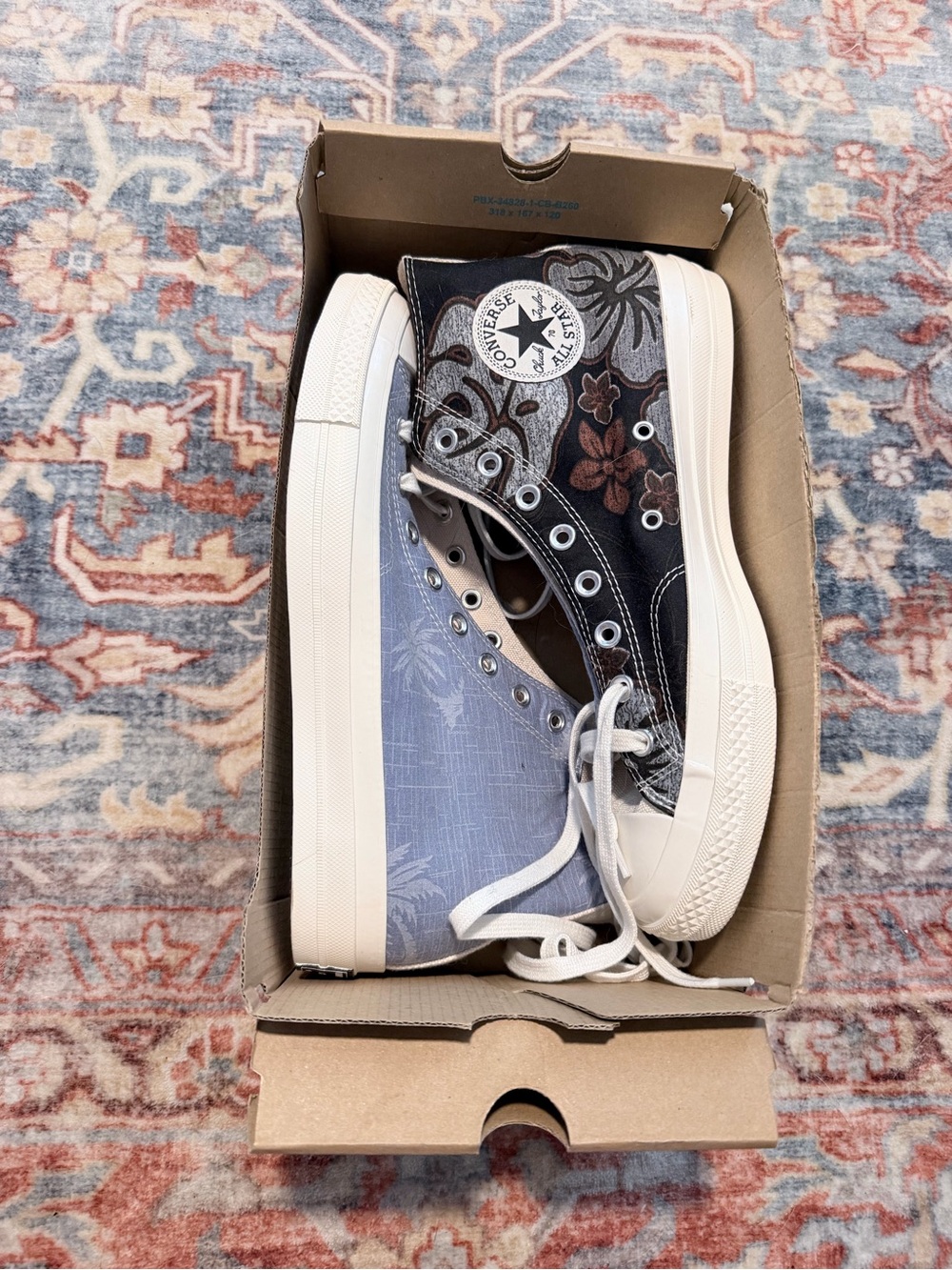 Converse Floral High Top Sneakers - Black & Light Blue